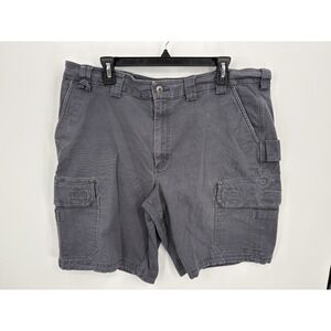 Duluth Trading Men's Flex Fire Hose Blue Gray Canvas Cargo Shorts, 18253, Sz 40